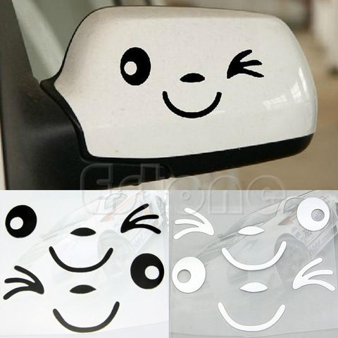 2Pcs Smile Face Decal Sticker For Car Side Mirror