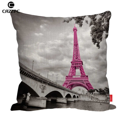 Pink Eiffel Tower Throw Pillow