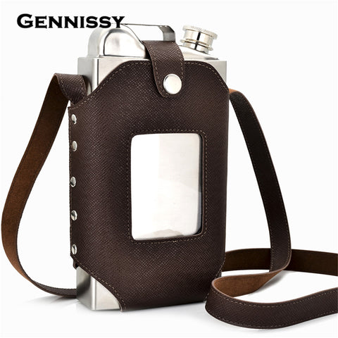 35oz Big Hip Flask with Quality Leather Holster